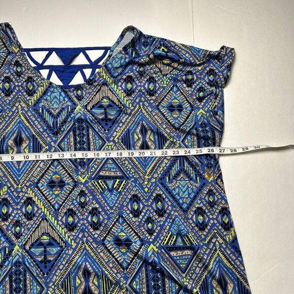 Cato Plus Size Geometric Shirt Blouse Blue Green Colorful Plus 22/24W - Picture 4 of 6